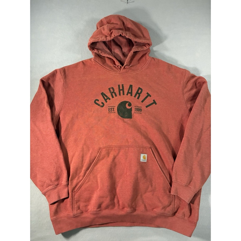 Carhartt Salmon Pullover Hoodie Work Logo Heavy Hoodie. Men's Size 2XL